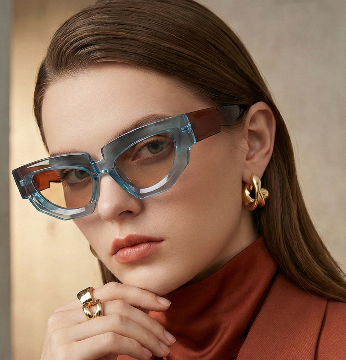 Cat Eye Sunglasses – Fashion Thick Frame Plastic Eyewear for Women, Gradient Lens