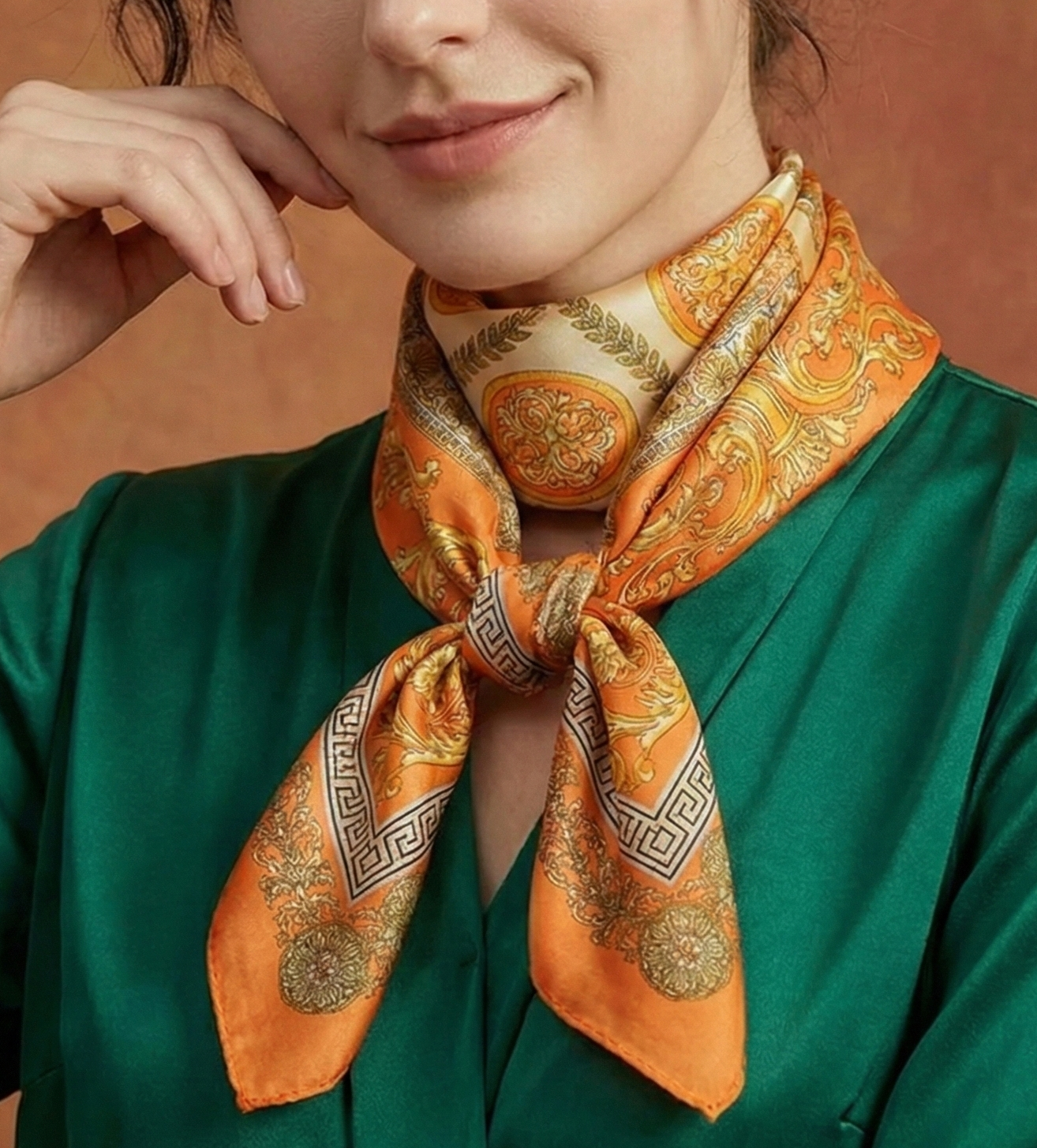 وشاح حريري مربع من الساتان ناعم الملمس – 70x70 سم | لمسة أنيقة