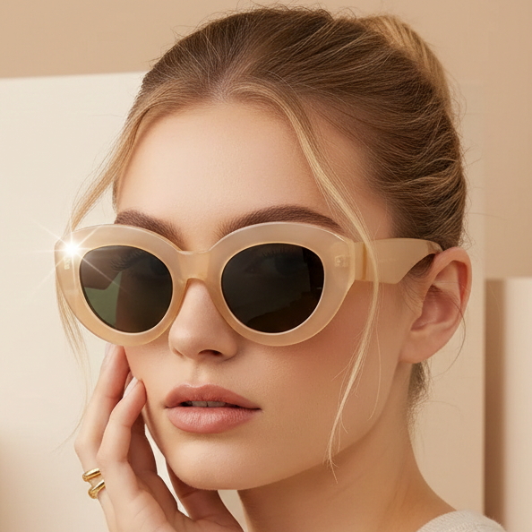 نظارات شمسية كبيرة الحجم للنساء - تصميم كلاسيكي بإطار سميك على شكل عين القطة، توفر حماية من الأشعة فوق البنفسجية UV400