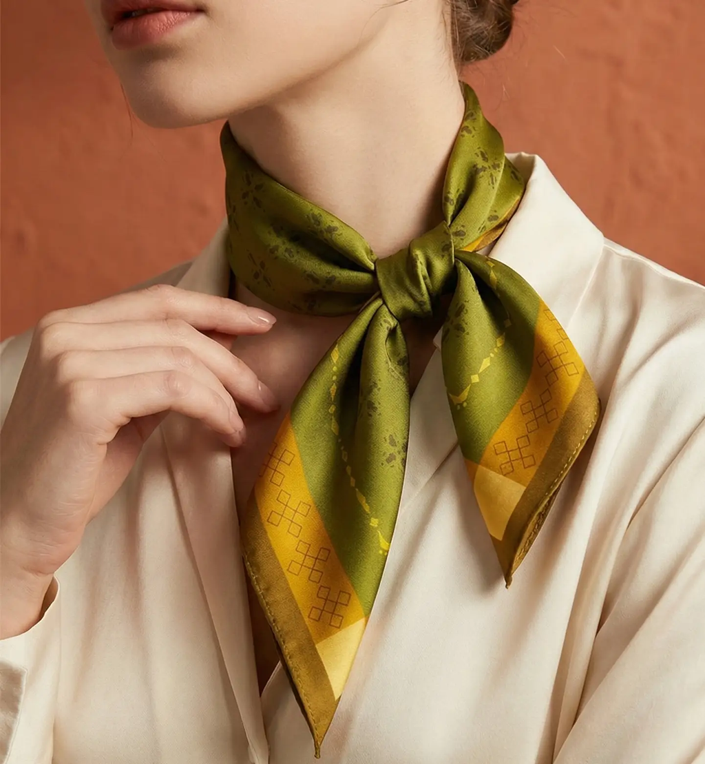 Silk Plaid Scarf – Timeless 70x70 Wrap by Adornity