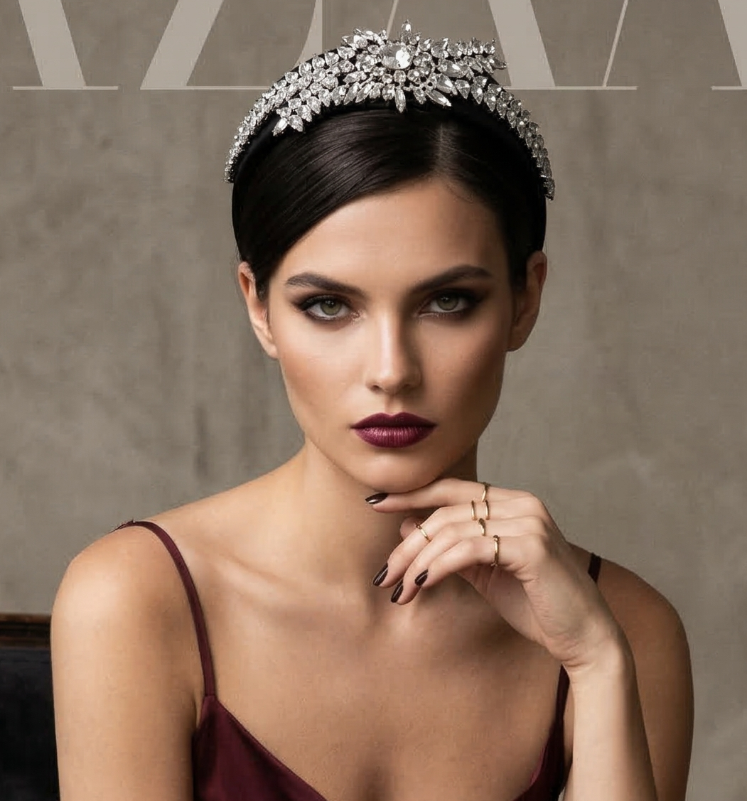 Diamond Bow Headband - Flannel Fabric Rhinestone Band | Elegant Luxury Hair Accessories