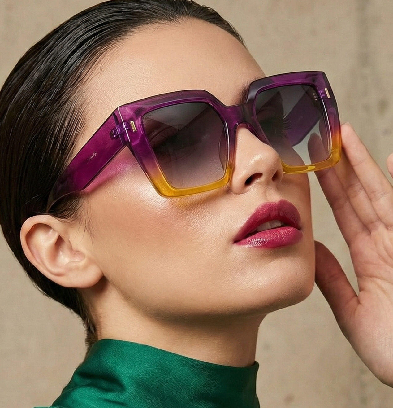 Fashion Sunglasses - Gradient Lenses Large Square Frame Sport Eyewear for Women