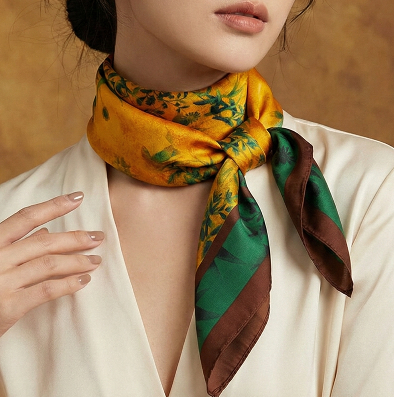 وشاح مربع من الساتان ناعم الملمس – 70×70 سم | لمسة مميزة