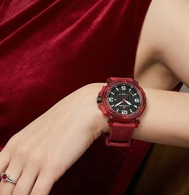 ساعة كوارتز نسائية - ساعة يد بقرص مضيء وسوار سيليكون مقاوم للماء