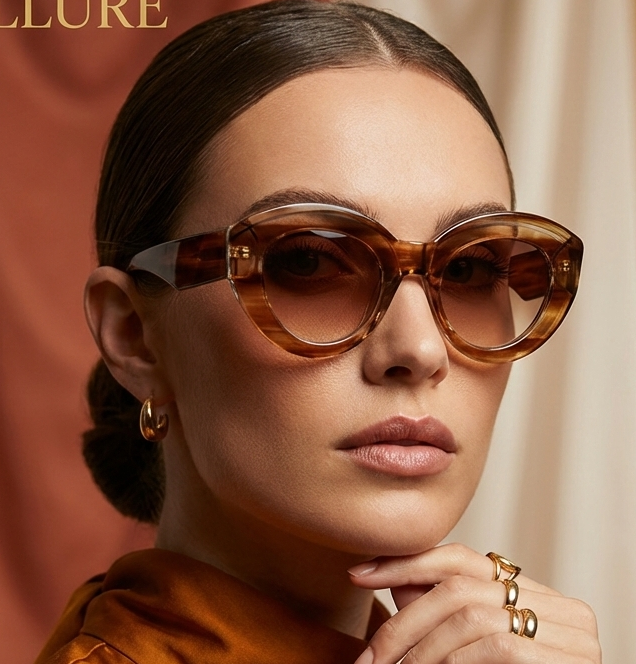 Oversized Sunglasses Women – Retro Thick Frame Cat Eye UV400 Protection Eyewear