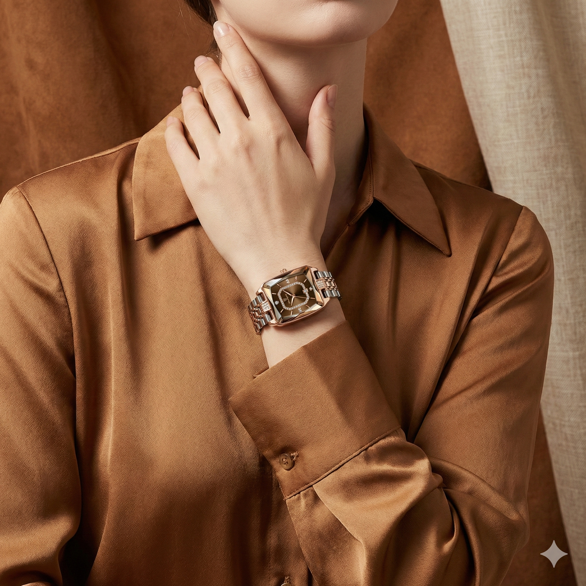 Luxury Women's Watch - Waterproof Stainless Steel Rectangle Calendar Quartz Timepiece