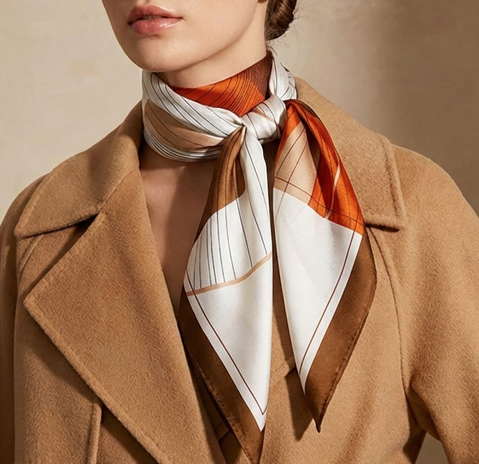 وشاح حريري مربع من الساتان ناعم الملمس – 70x70 سم | لمسة أنيقة