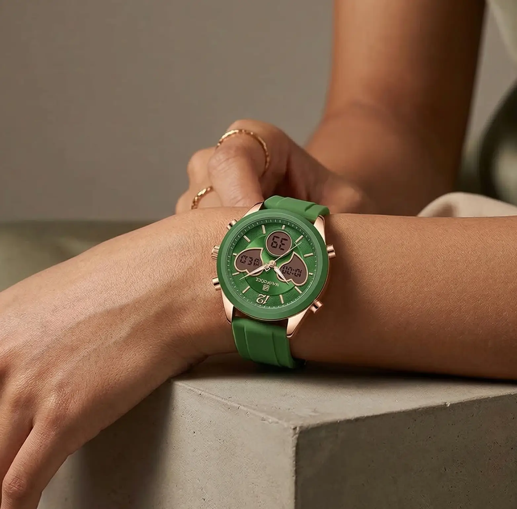 Heart Shape Watch – Dual Display Analog-Digital by Adornity