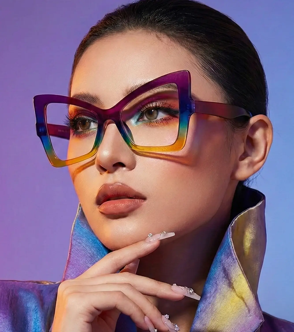 Oversized Cat-Eye Sunglasses – Contrast Frame by Adornity