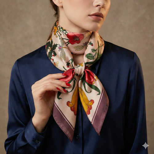 شال مربع ساتان حريري الملمس - 70x70 سم | أسلوب مميز