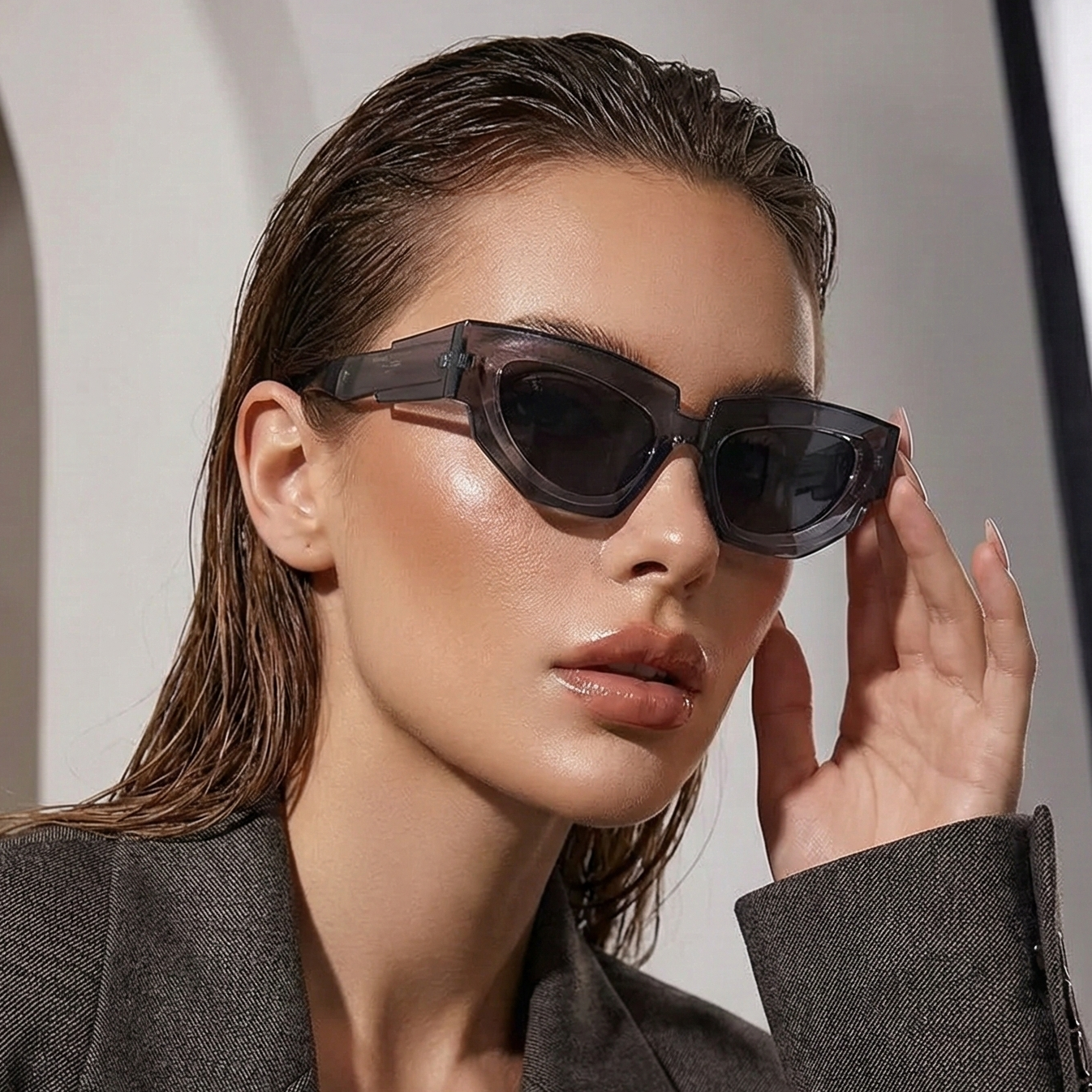 Cat Eye Sunglasses – Fashion Thick Frame Plastic Eyewear for Women, Gradient Lens