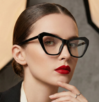 Chic Oversized Cat Eye Glasses – Color Block Blue Light