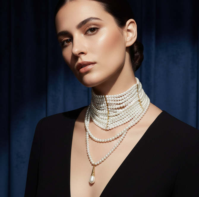 Pearl Tassel Necklace – Vintage Multi-Layered Teardrop Pendant Jewelry