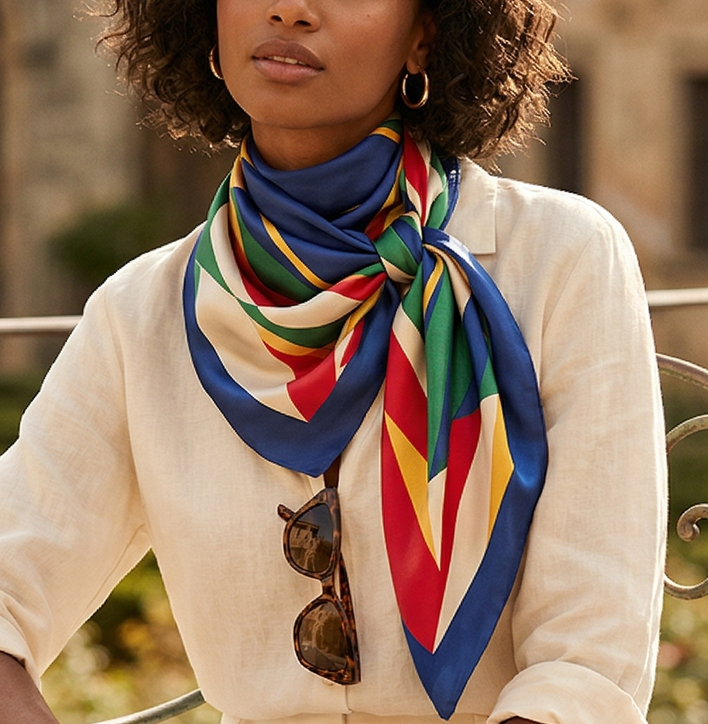 Elegant Silk Square Scarf – Satin 90x90 cm