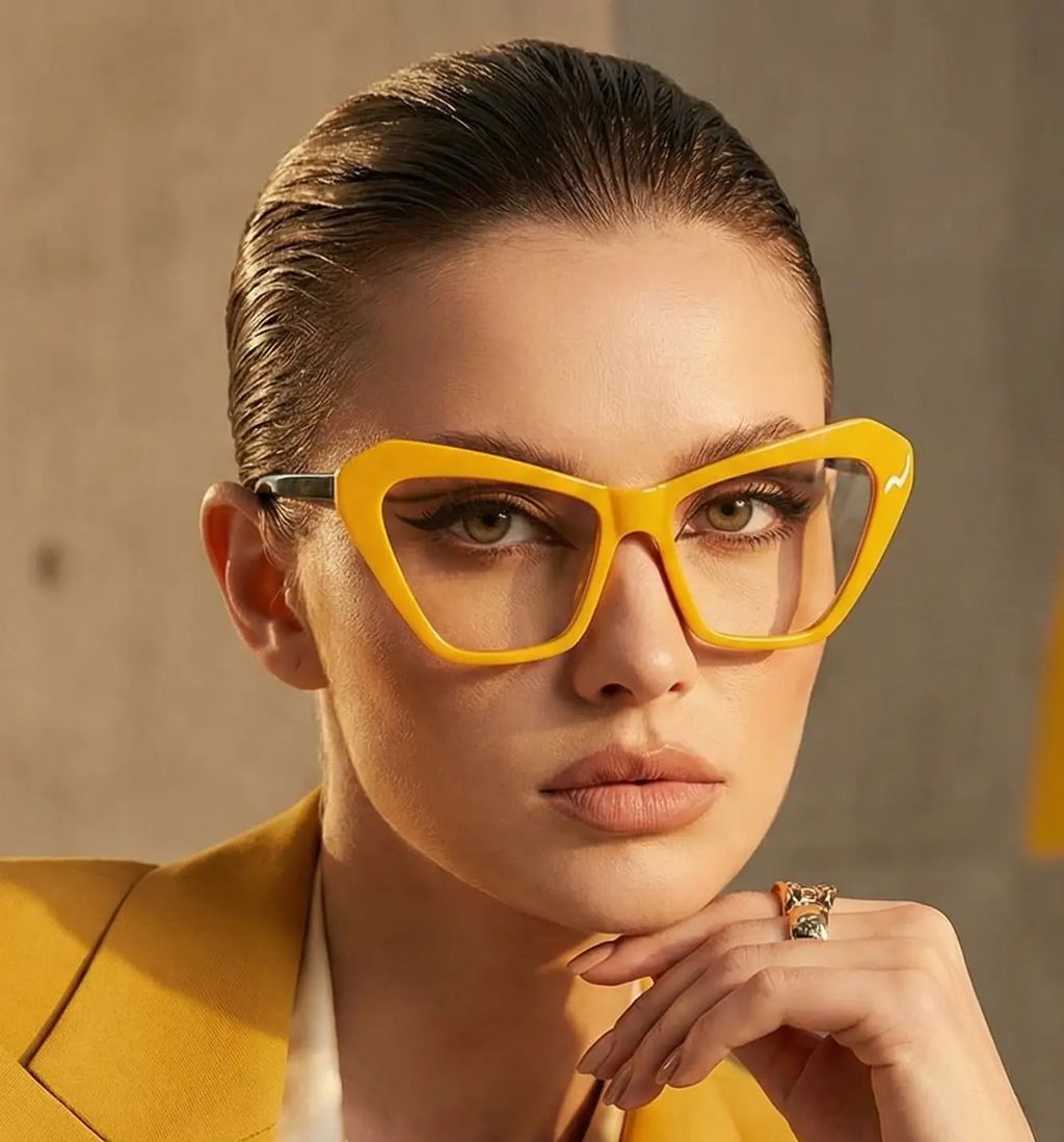Oversized Cat Eye Glasses – Two-Tone Blue Light by Adornity
