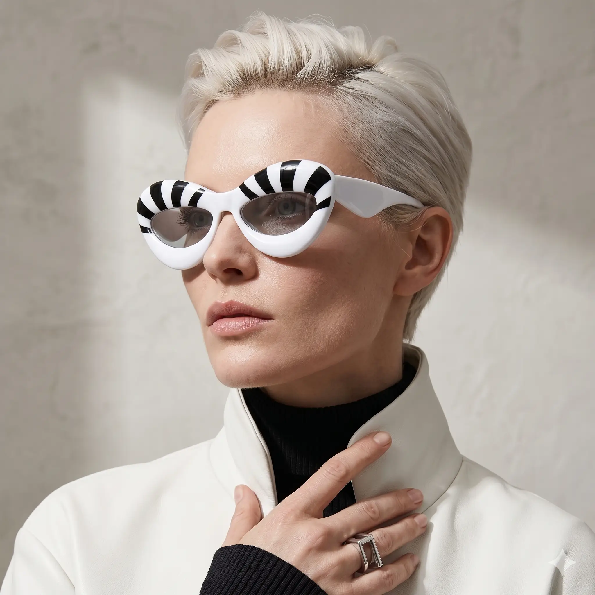 Cat Eye Sunglasses Stripe Collection Exclusive Edition by Adornity