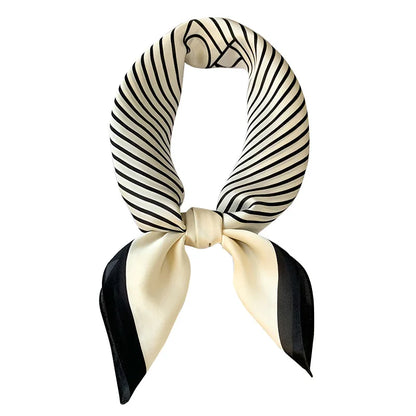 Luxury Brand Silk Square Plaid Scarf Satin Neck Hair Tie Band