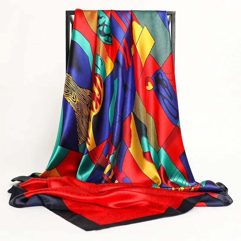 Silk Square Scarf - Lightweight Satin Hijab Wrap & Fashion Neckerchief