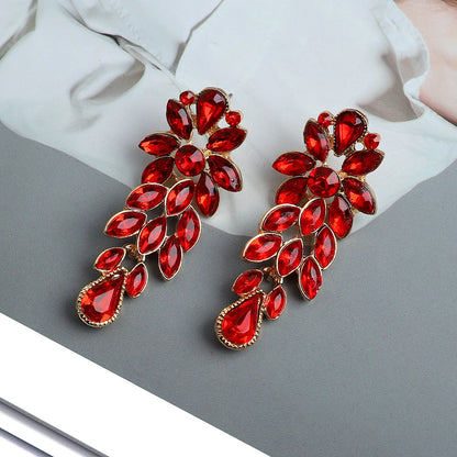 Exquisite Vintage-Style Crystal Leaf Dangle Earrings