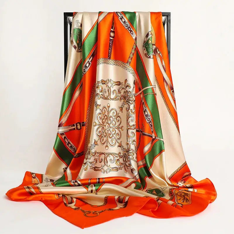 Elegant Silk Square Scarf – Satin 90x90 cm by Adornity