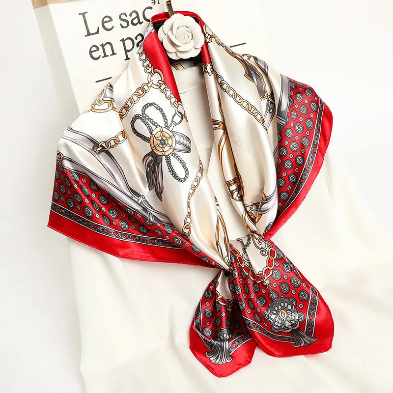 Silk Square Scarf - Lightweight Satin Hijab Wrap & Fashion Neckerchief