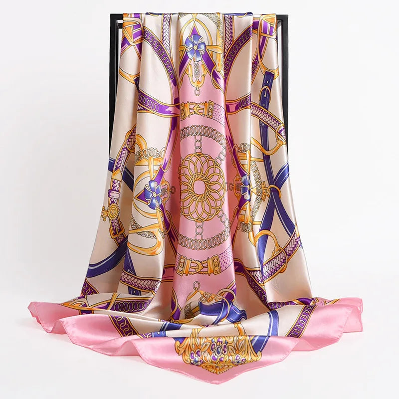 Silk Square Scarf - Lightweight Satin Hijab Wrap & Fashion Neckerchief