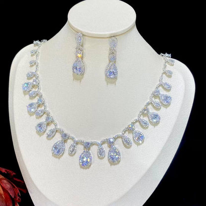 Exquisite Water Drop Zirconia Wedding Jewelry Set