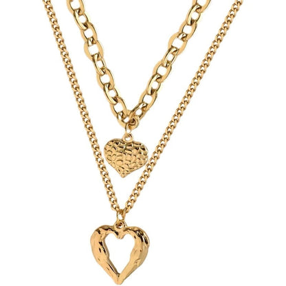 Gold Stainless Steel Heart Pendant Necklace