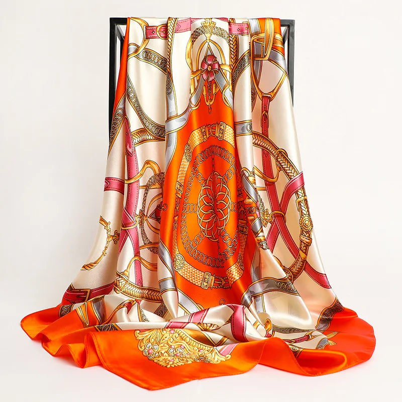 Silk Square Scarf - Lightweight Satin Hijab Wrap & Fashion Neckerchief