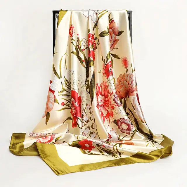 Elegant Silk Square Scarf – Satin 90x90 cm by Adornity