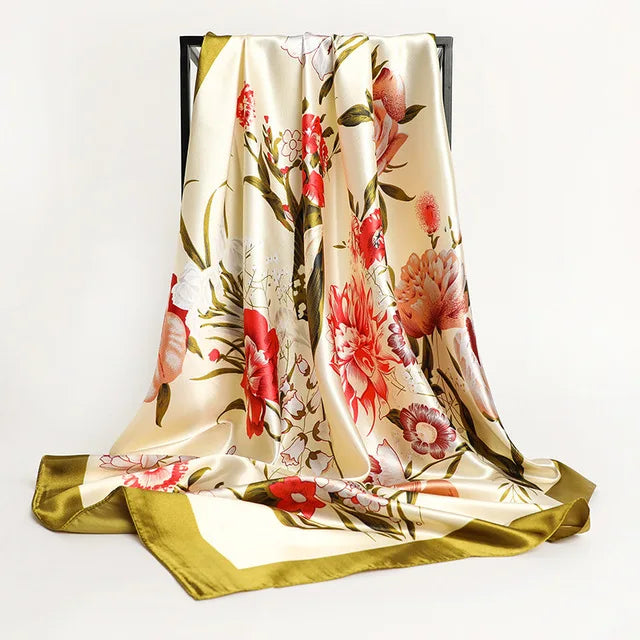 Silk Square Scarf - Lightweight Satin Hijab Wrap & Fashion Neckerchief