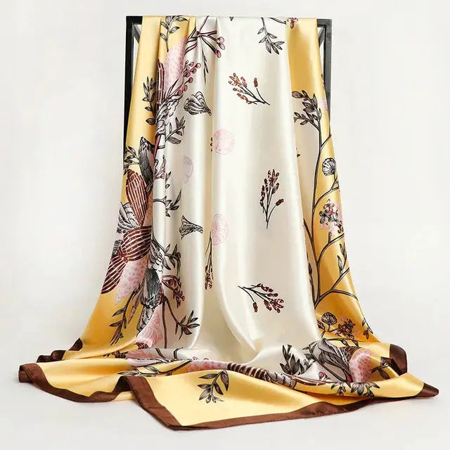 Elegant Silk Square Scarf – Satin 90x90 cm by Adornity
