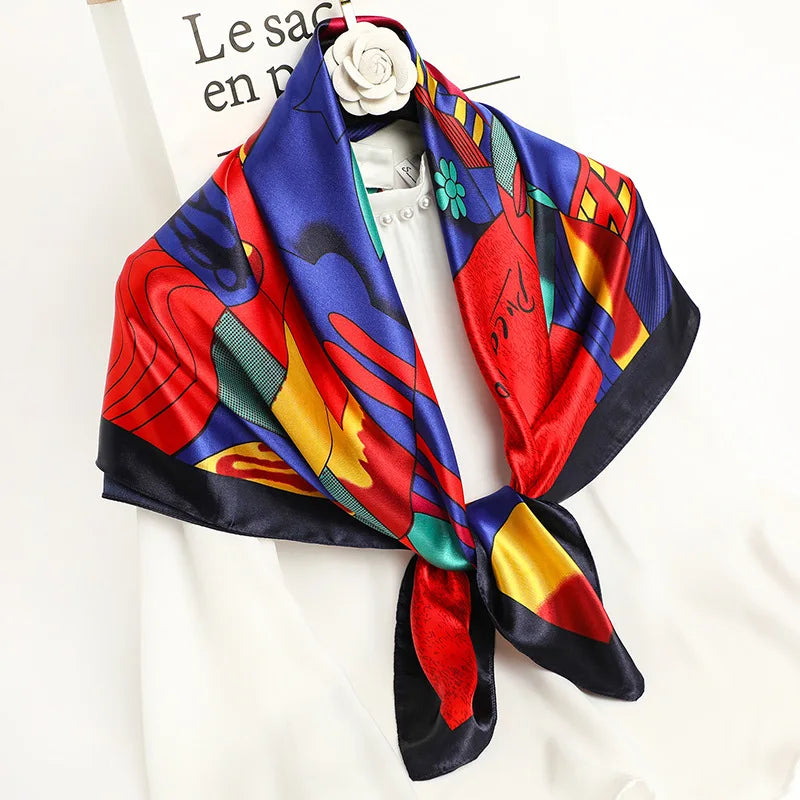 Silk Square Scarf - Lightweight Satin Hijab Wrap & Fashion Neckerchief