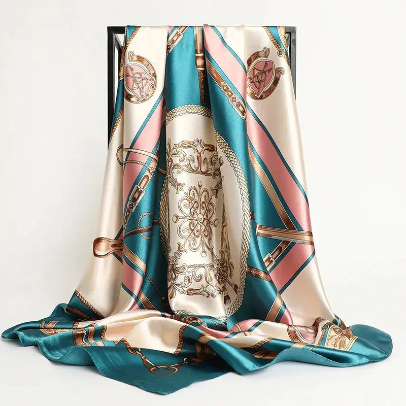Elegant Silk Square Scarf – Satin 90x90 cm by Adornity