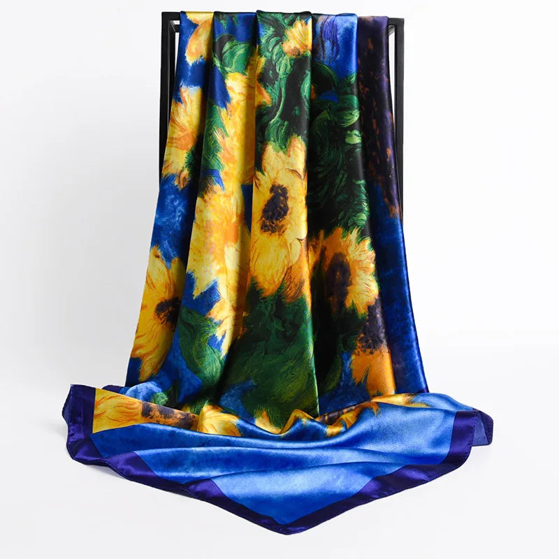 Silk Square Scarf - Lightweight Satin Hijab Wrap & Fashion Neckerchief