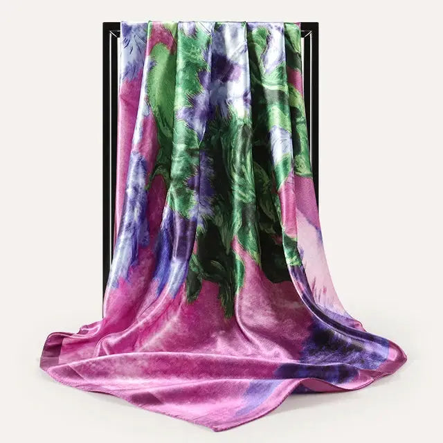 Elegant Silk Square Scarf – Satin 90x90 cm by Adornity