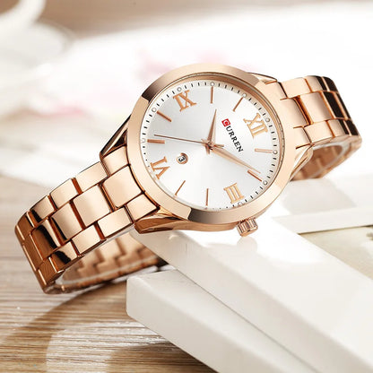 Elegant Stainless Steel Quartz Women's Bracelet Watch