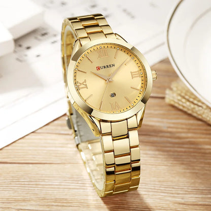 Elegant Stainless Steel Quartz Women's Bracelet Watch