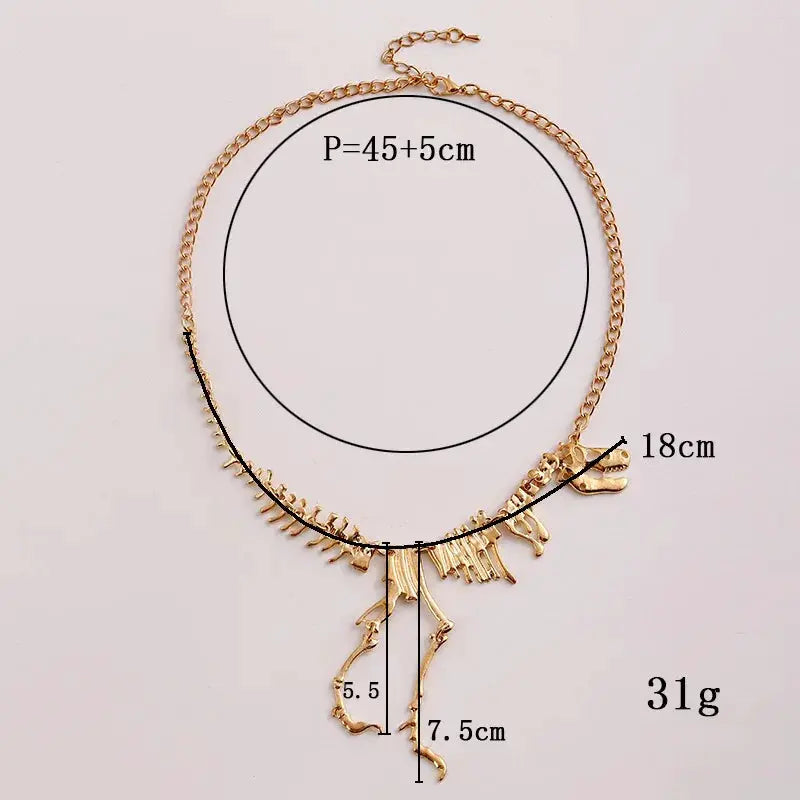 LOVBEAFAS Fashion Gothic Dragon Tyrannosaurus Skeleton Dinosaur Necklaces & Pendants Chain Choker Collar Necklace For Women by Adornity