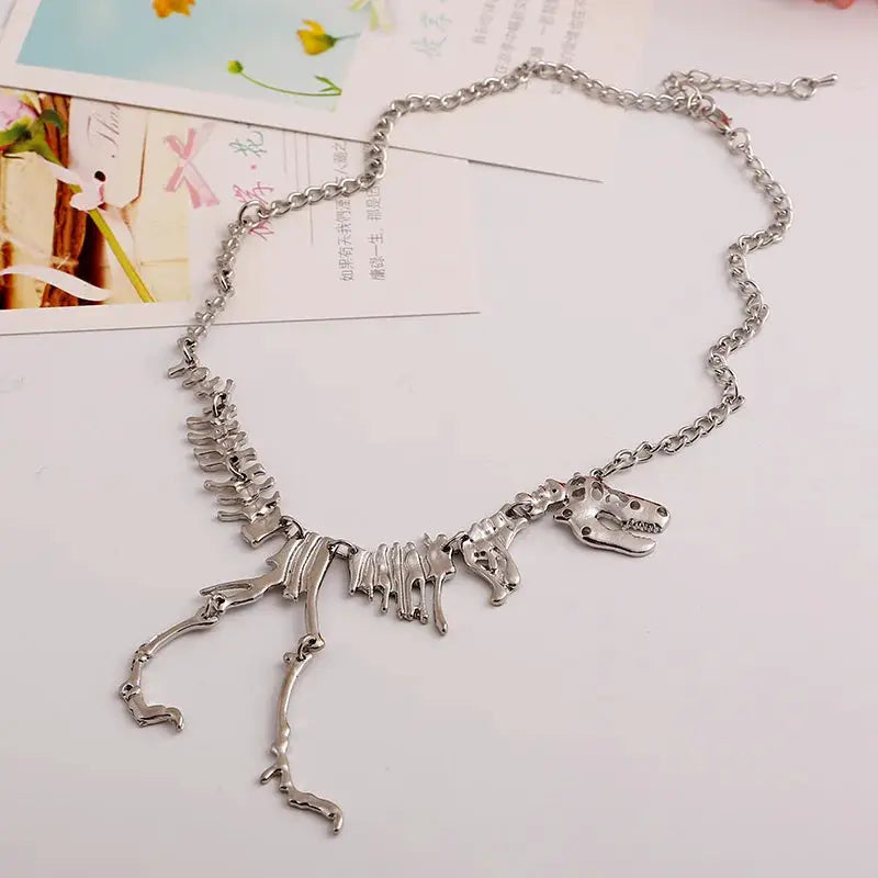 LOVBEAFAS Fashion Gothic Dragon Tyrannosaurus Skeleton Dinosaur Necklaces & Pendants Chain Choker Collar Necklace For Women by Adornity
