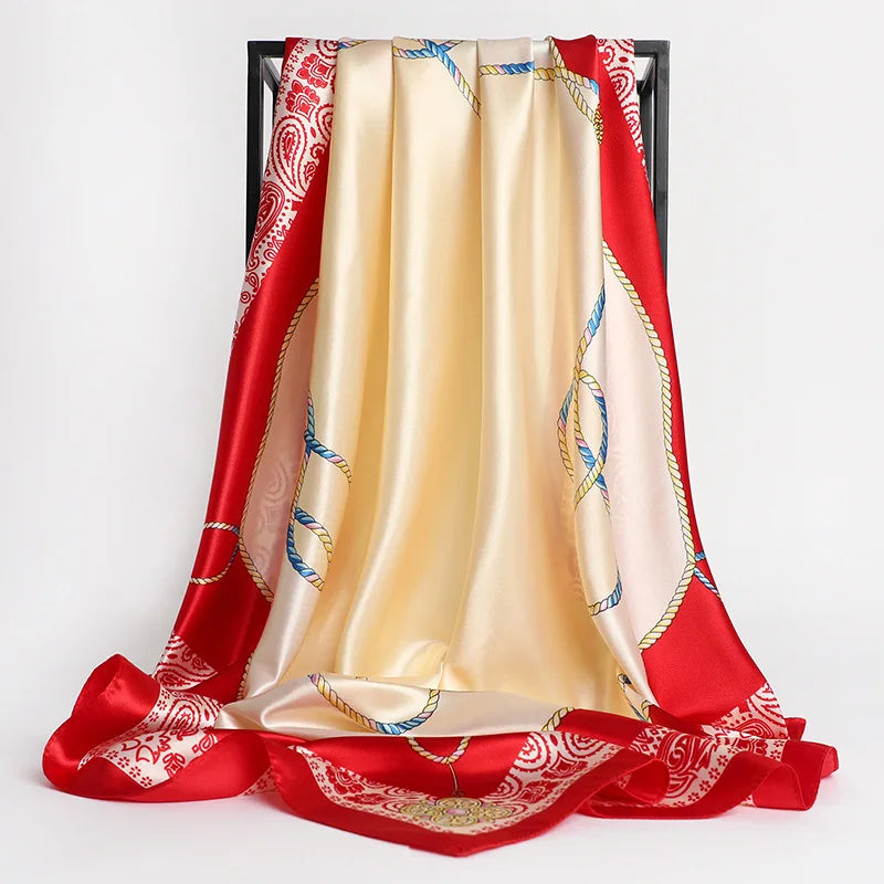 Silk Square Scarf - Lightweight Satin Hijab Wrap & Fashion Neckerchief