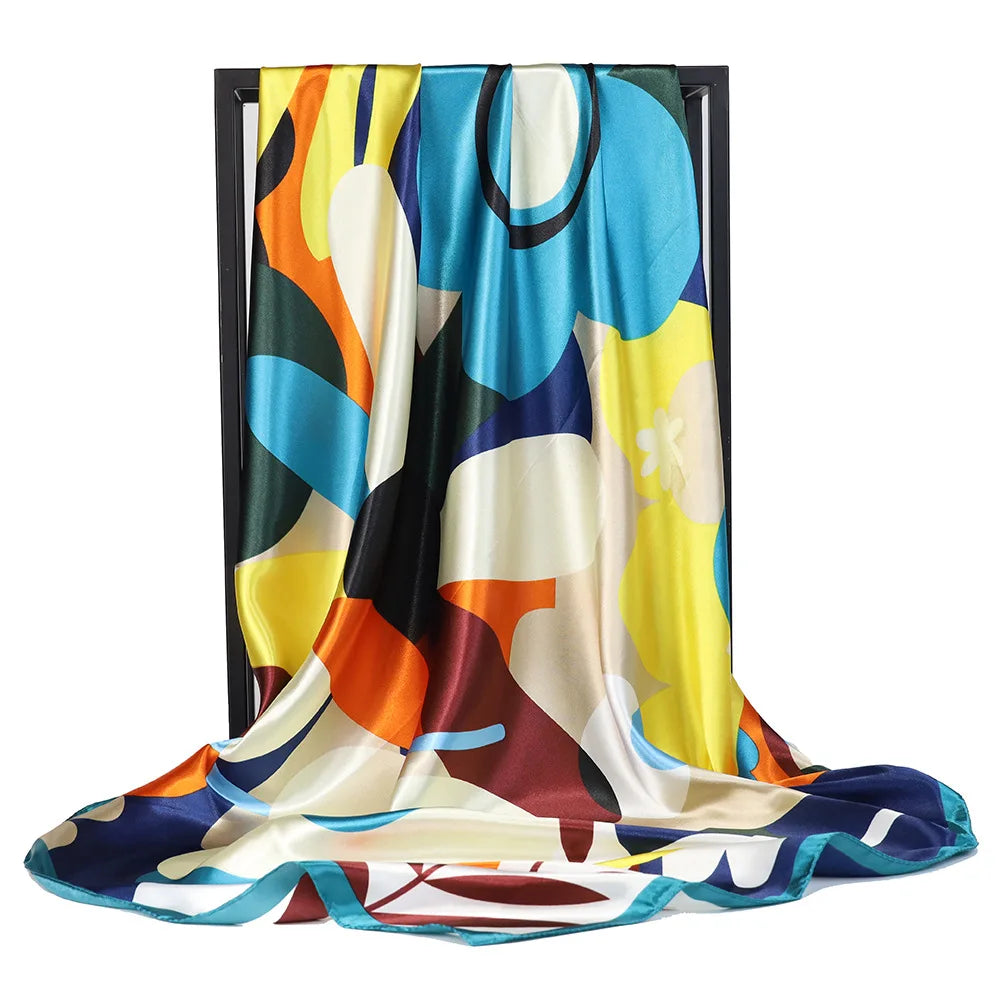 Silk Square Scarf - Lightweight Satin Hijab Wrap & Fashion Neckerchief