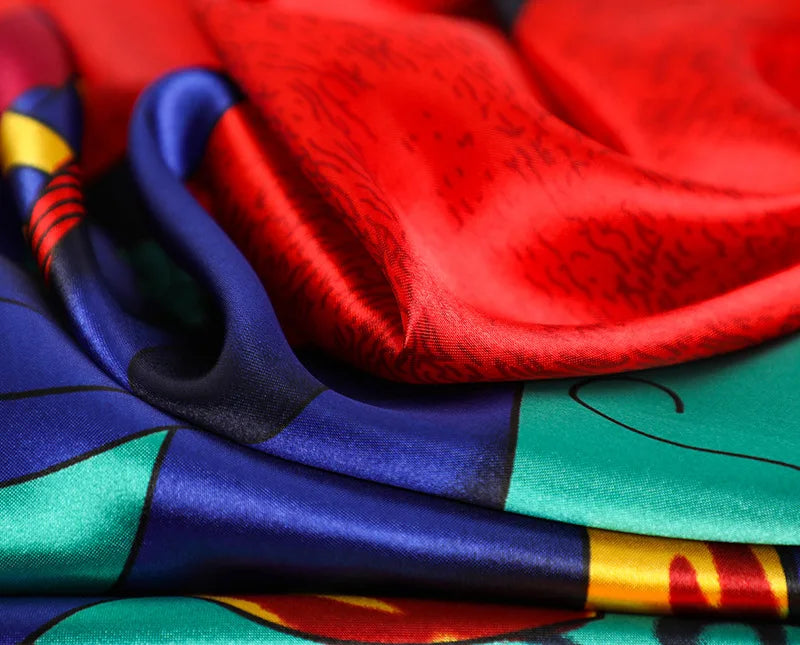 Silk Square Scarf - Lightweight Satin Hijab Wrap & Fashion Neckerchief