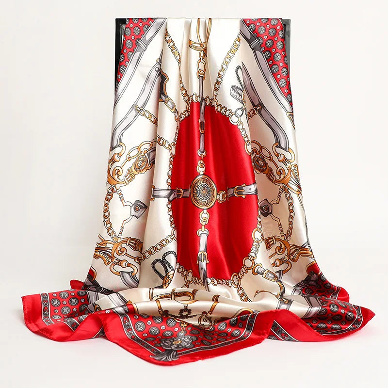 Silk Square Scarf - Lightweight Satin Hijab Wrap & Fashion Neckerchief