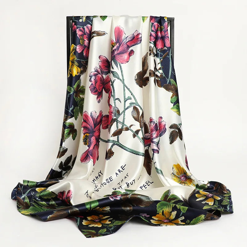 Silk Square Scarf - Lightweight Satin Hijab Wrap & Fashion Neckerchief