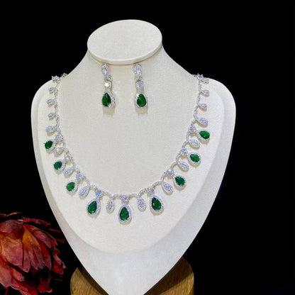 Exquisite Water Drop Zirconia Wedding Jewelry Set