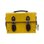 Vegan Leather Satchel – Handmade Mustard Yellow Bag With Gold Hardware Purse