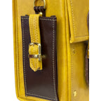 Vegan Leather Satchel – Handmade Mustard Yellow Bag With Gold Hardware Purse