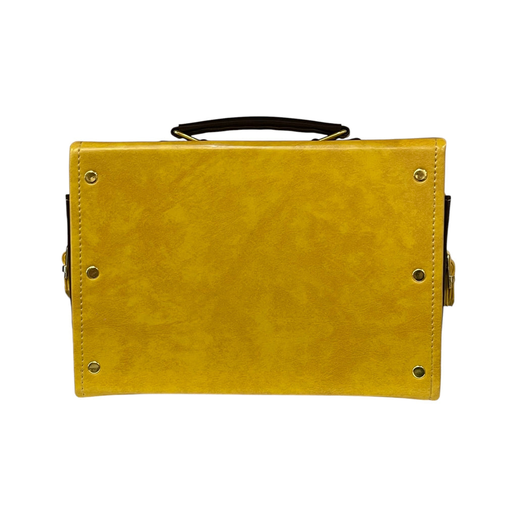 Vegan Leather Satchel – Handmade Mustard Yellow Bag With Gold Hardware Purse