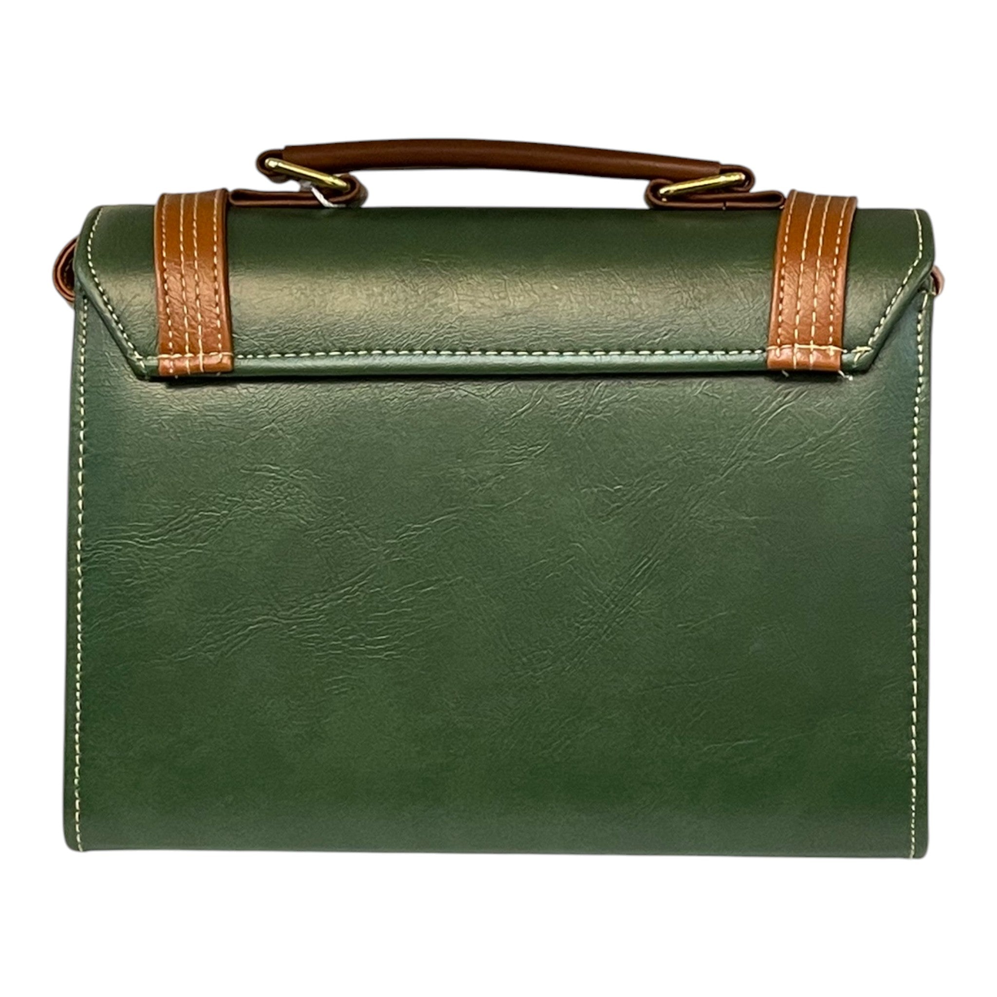 Vegan Leather Satchel – Handmade Green Satchel Bag With Adjustable Strap & Vintage Crossbody Design